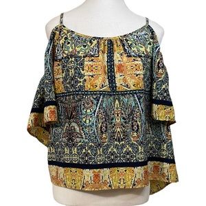 Tyche Off the Shoulder Blouse Spaghetti Strap Bohemian Print Women’s Medium